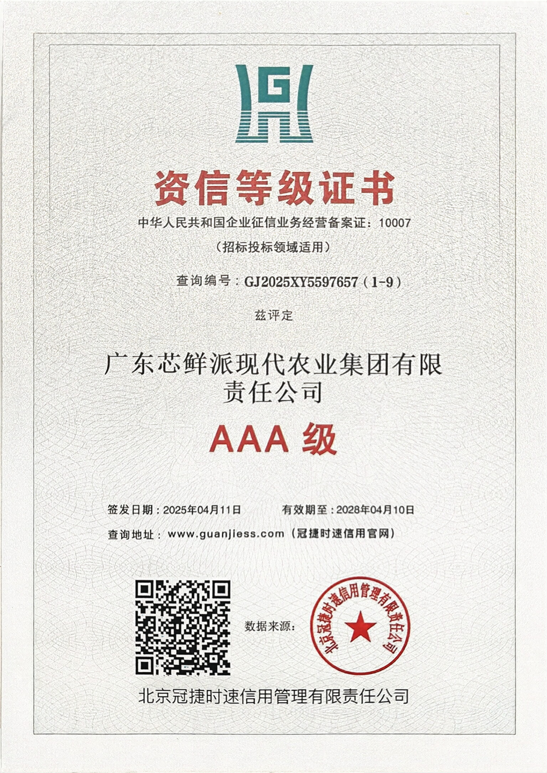 资信等级证书